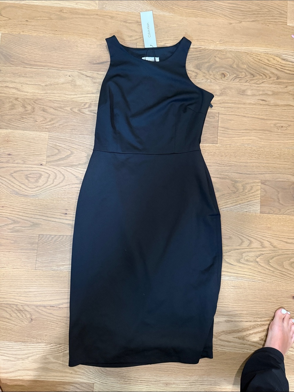 Calvin Klein Black Sleeveless Midi Sheath Dress